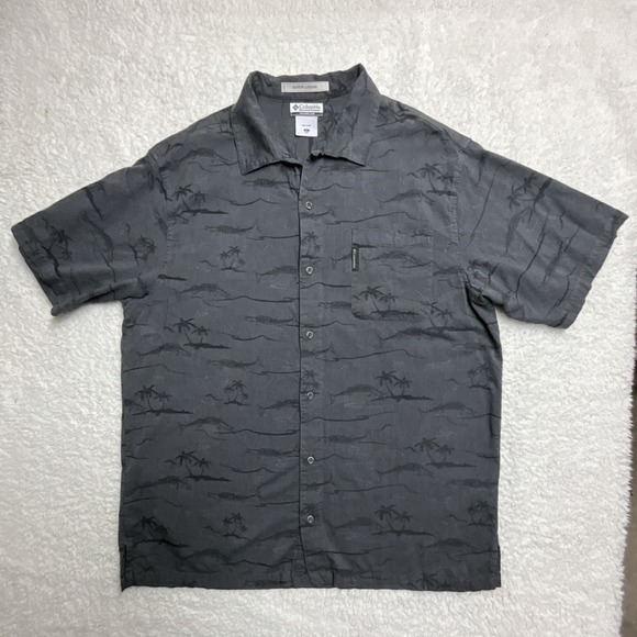 Columbia Other - Columbia Men's River Lodge Gray Fish Print Short Sleeve Button-Up Shirt XL
